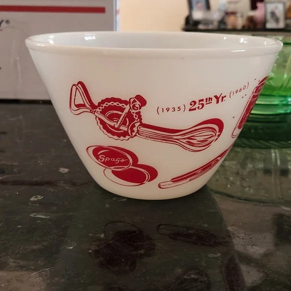 VINTAGE Fire King Celebrating Sprag's 25th Anniversary Mixing Bowl Very … - Picture 3 of 10